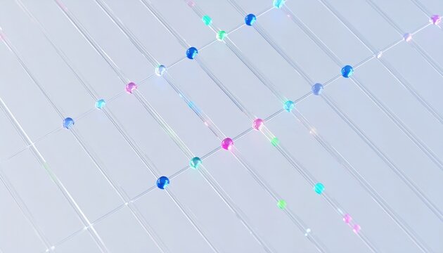 Dynamic microfluidic droplets navigating transparent chip channels in sterile animation