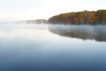autumn fog on lake