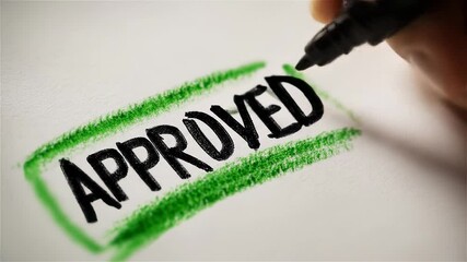 Handwriting emphasizes approval with bold letters on white background, capturing the essence of affirmations and decisions