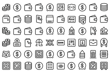 Black and white vector icons set for web and business design