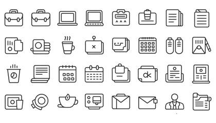 Business icons set for web design with symbols for computer, phone, mail, and technology