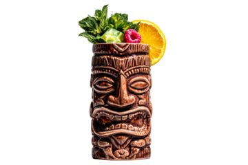 A wooden statue of a man with a big smile on his face