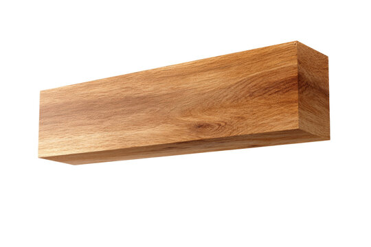 A wooden block is sitting on a white background