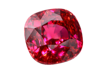 A red gemstone with a diamond pattern