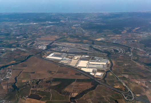 An aerial view of the IDIADA Test Circuit near Tarragona in Catalonia, Spain