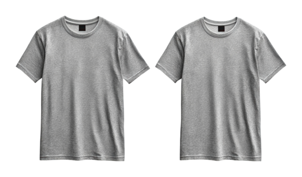 Casual style gray t-shirts display online fashion store apparel studio lifestyle isolated on transparent background
