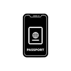 Vector illustration of a smartphone screen showing a digital passport. Mobile travel document concept for digital identity and secure boarding.



