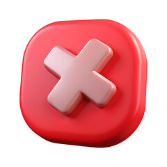 Obraz premium A close up of a red rounded square with a white x on it in a three dimensional render style image
