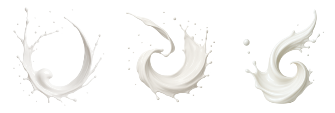Elegant Splashes of Creamy Liquid Swirls Captured in Motion, Perfectly Isolated on Transparent and White Background