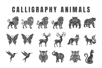 Calligraphy Animals Silhouettes
