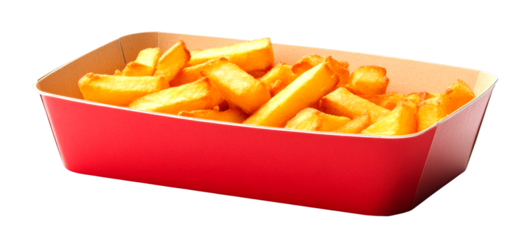 Delicious golden french fries fast food restaurant food casual setting close-up isolated on transparent background