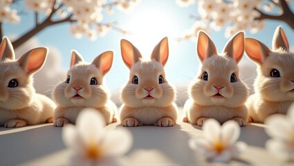 Easter bunnies looking sweetly into the camera, spreading joy