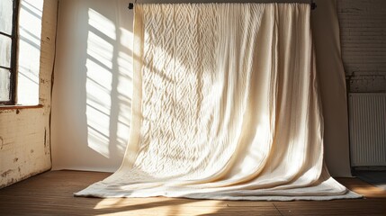Cream-colored textile with a textured pattern.