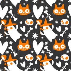 Halloween ghost seamless cute cartoon pattern for wrapping paper and fabrics 