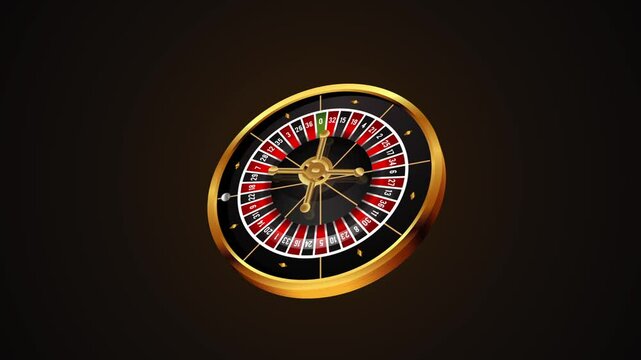 Video animation. 3d background for casino games with roulette. casino background with golden playing cards casino chips and Jackpot you win text on sparkle background and golden lights.           