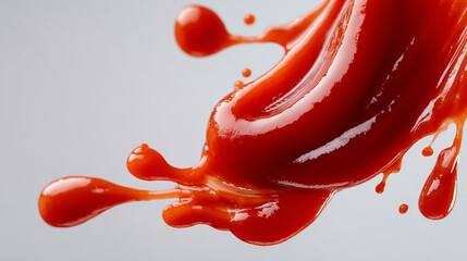 Splash of red ketchup on white background