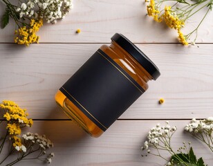 Honey Jar with Black Label for mockup