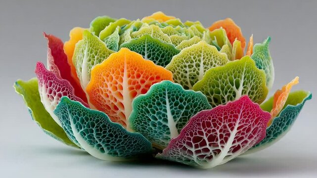 Kaleidoscope Cabbage: Vibrant Colors and Intricate Details of Brassica Oleracea, Tenfold Delight