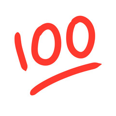 hand drawn one hundred in red