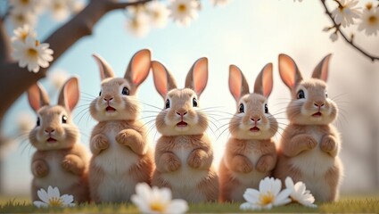 Easter bunnies looking sweetly into the camera, spreading joy