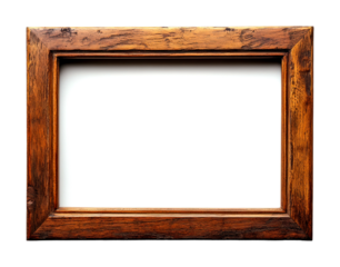 Display action of framing in a rustic setting wooden frame conceptual environment cut out on transparent background