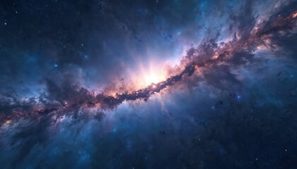 Fototapeta premium Stunning 360 degree equirectangular projection space background with nebula and stars. HDRI spherical panorama environment map. Explore cosmic universe. Galaxy, astral space.