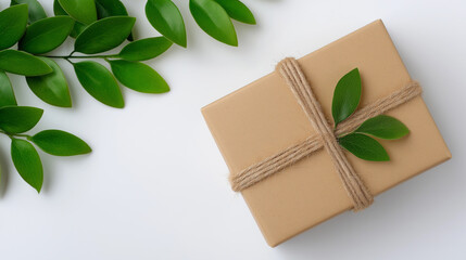 Eco-Friendly Gift Wrapped Cardboard with Twine and Greenery