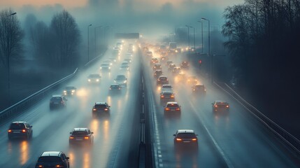 smoke air pollution from vehicle on highway at big skyline city. environment concept picture.