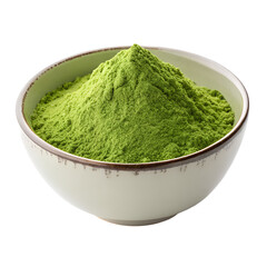 Bowl Filled with Green Powder on Black Background	