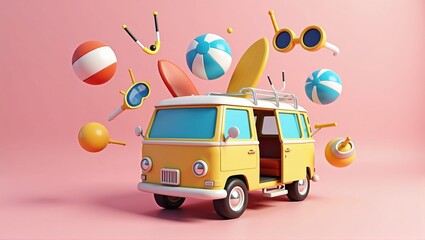 camper van packed with summer essentials