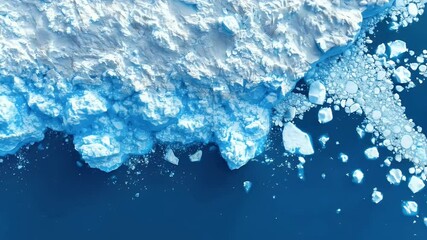 Iceberg edges into deep blue ocean water, aerial view - Powered by Adobe