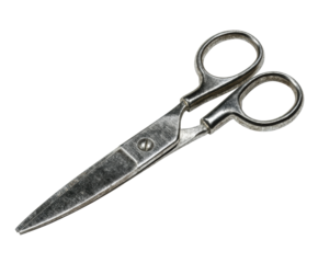 Vintage scissors for crafting, sewing, or DIY projects, cut out transparent 