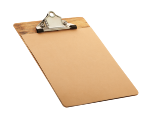Clipboard for writing and organizing notes in office settings, cut out transparent 