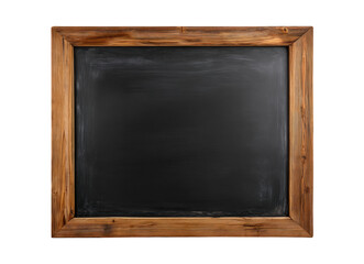 Rustic chalkboard with wooden frame for creative writing, cut out transparent 