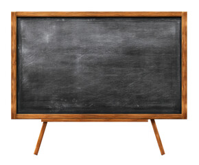 Vintage chalkboard with wooden frame for educational purposes, cut out transparent 