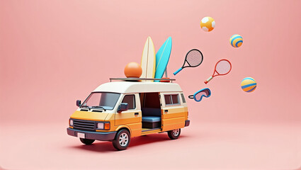 camper van packed with summer essentials