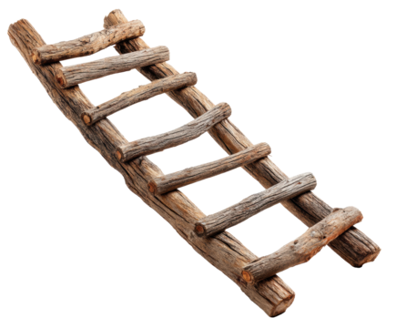 Rustic wooden ladder design for home decor and craftsmanship, cut out transparent 