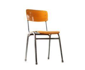 Modern chair: orange seat, metal frame for contemporary decor, cut out transparent 
