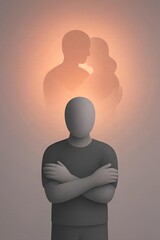 A person hugs themselves, casting a shadow of two figures embracing—symbolizing the deep imprint of a loved one’s hug that still echoes within.
