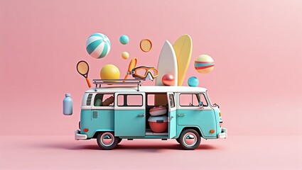 camper van packed with summer essentials
