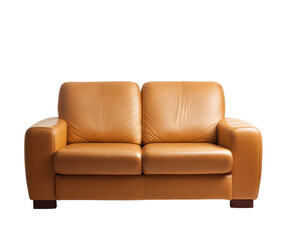Cozy leather loveseat for modern living room design ideas, cut out transparent 