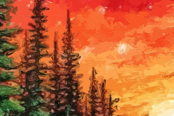 Fototapete Ziegel Various oil paintings, flowers, roses, peonies, butterflies, landscapes, forests, lakes, chrysanthemums, birds, streams  © Zhang