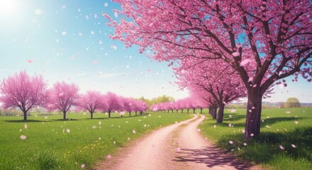 Obraz premium Spring Cherry Blossom Tunnel in Full Bloom