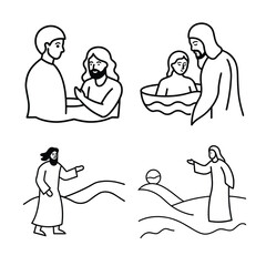 Jesus various activities Vector 
