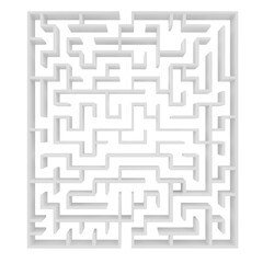 White square maze, top view. 3D rendering isolated on transparent background