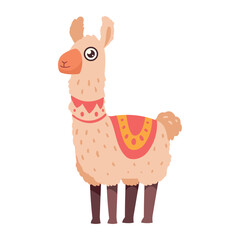 Cute Cartoon Llama Vector Illustration with Colorful Blanket – South American Animal Art