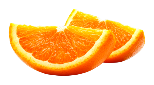 Slicing fresh oranges for juicy flavor kitchen food clean close-up cut out on transparent background