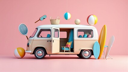 camper van packed with summer essentials