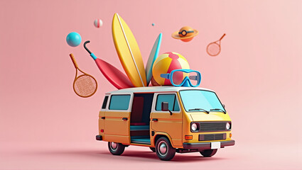 camper van packed with summer essentials