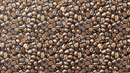 Roasted coffee beans background.